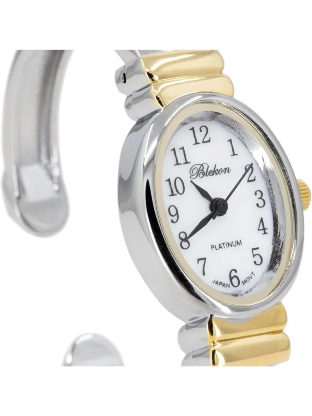 Women's Silver Gold Analog Elegant Pearl Dial Sophisticated Cuff Bracelet Watch